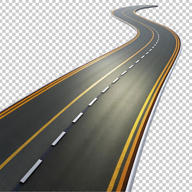 PSD curved road with white markings