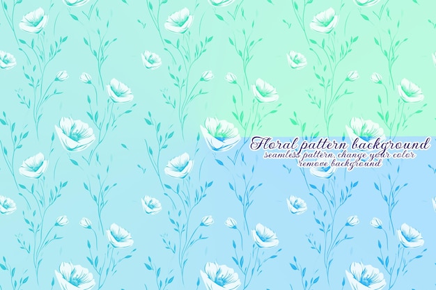 PSD customizable floral pattern with blue and lavender tones