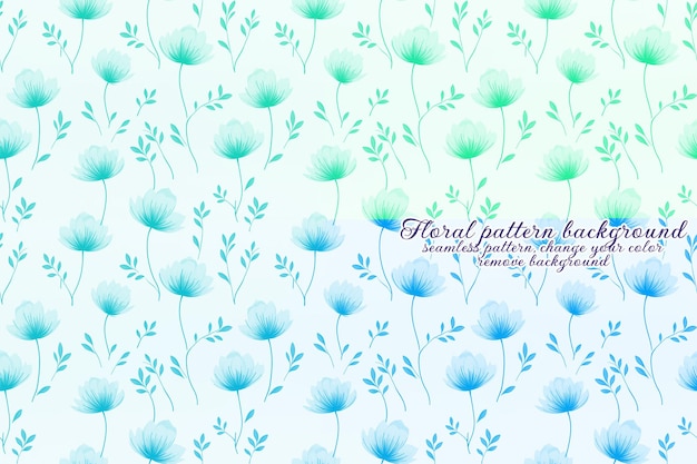 PSD customizable floral pattern with blue and lavender tones