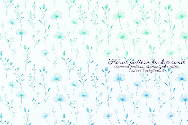 PSD customizable floral pattern with blue and lavender tones