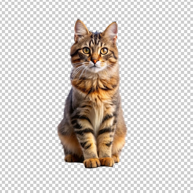 cute cat sitting on cliff on transparent background