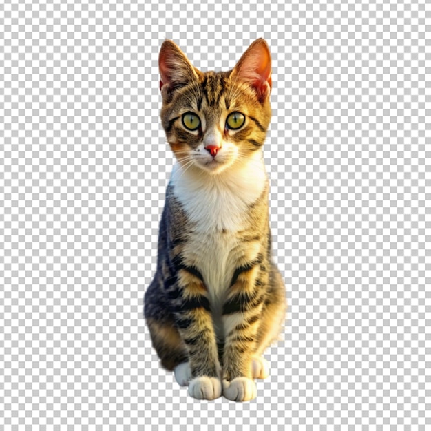 cute cat sitting on cliff on transparent background