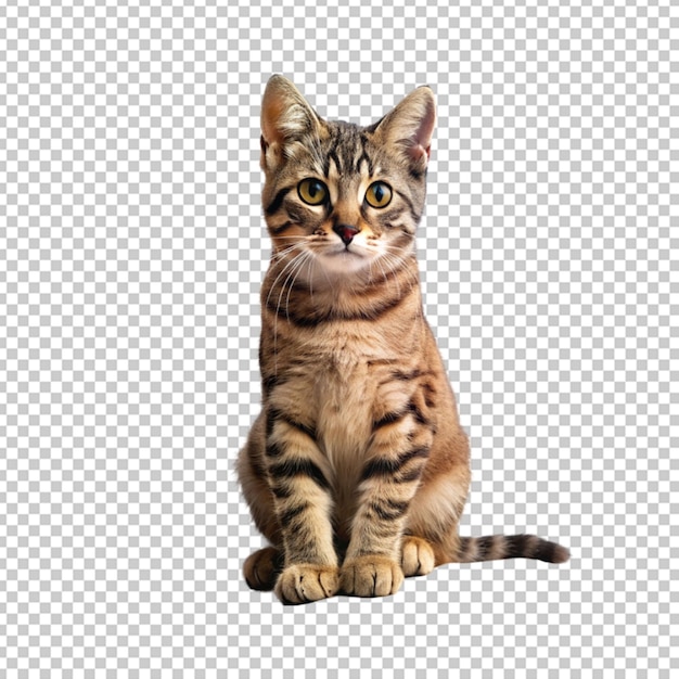 cute cat sitting on cliff on transparent background