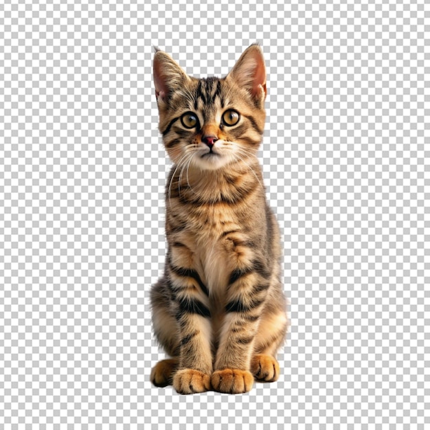 cute cat sitting on cliff on transparent background