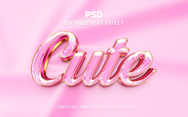 PSD cute chrome 3d editable psd text effect style