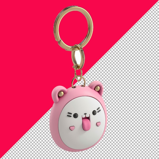 PSD cute keychain 3d cartoon isolated render transparent background png psd