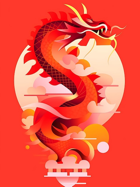 PSD cute vector chinese new year dragon