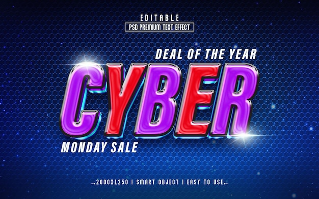 PSD cyber monday 3d editable text effect style template