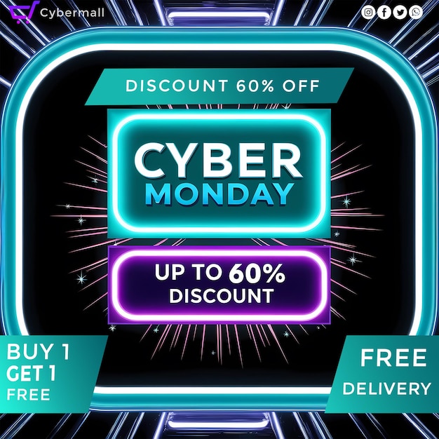 PSD cyber monday sale hd 5k social media post template