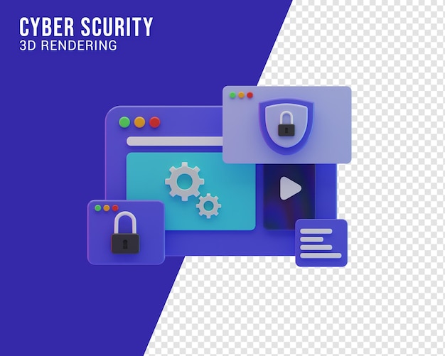 Cyber security illustration concept, 3d rendering