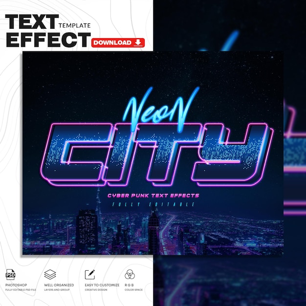 Cyberpunk Text Effect PSD-sjabloon