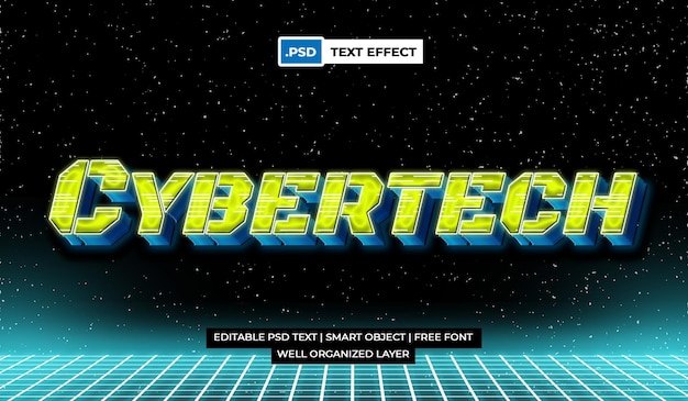 PSD cybertech text effect with future techno style