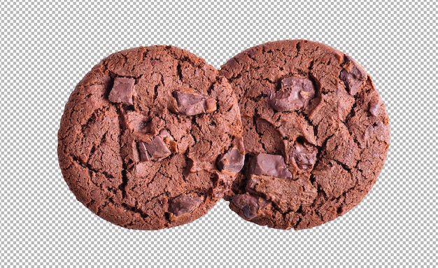 Dark chocolate soft cookies isolated on alpha layer