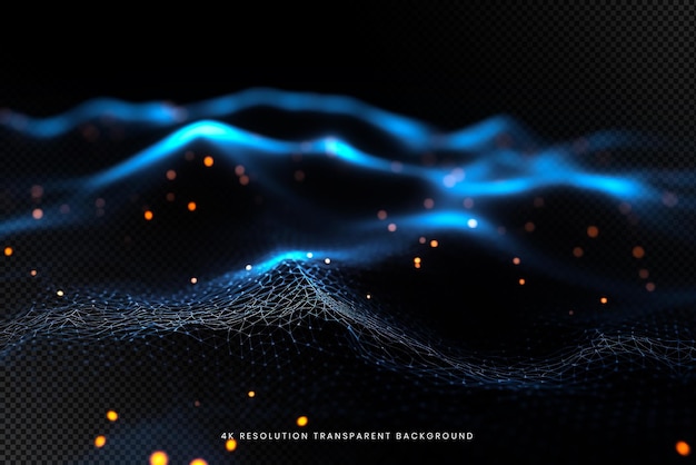 PSD data technology abstract futuristic wave of particles on transparent background