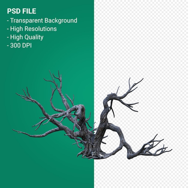 PSD dead tree 3d render isolated