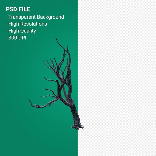 PSD dead tree 3d render isolated