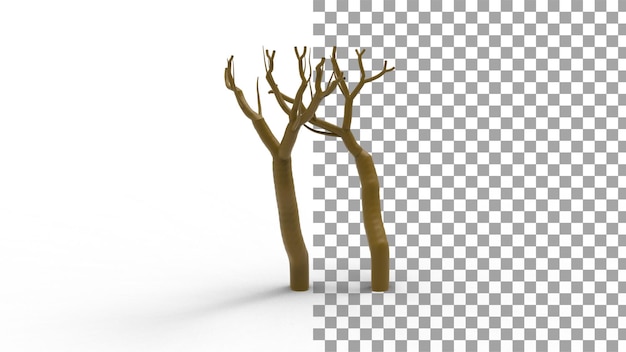 PSD dead tree with shadow 3d render