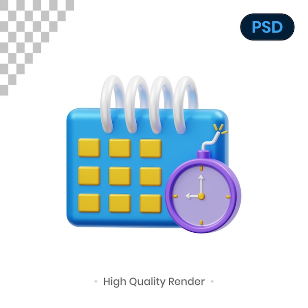 Deadline 3D Icon Premium Psd