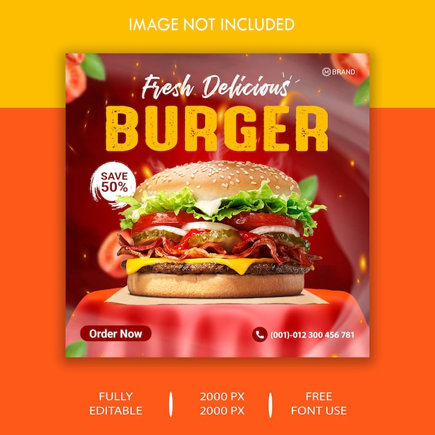 Delicious burger social media post