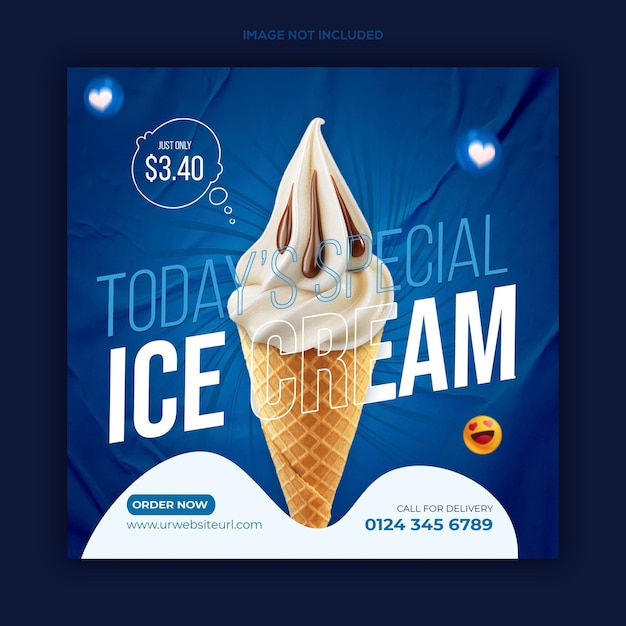 Delicious ice cream social media post and web banner template