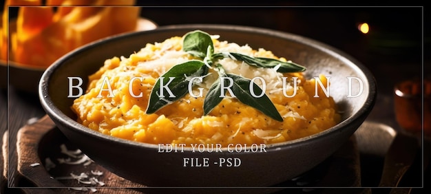 PSD delicious pumpkin risotto with sage and parmesan