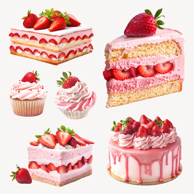 PSD delicious strawberrythemed dessert assortment