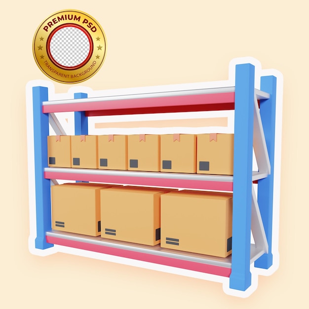 PSD delivery box rack 3d illustration