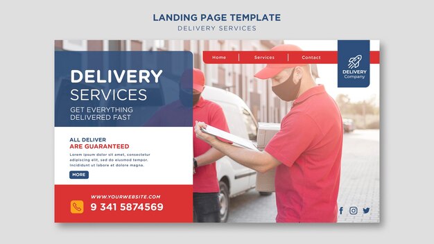 PSD delivery services landing page template