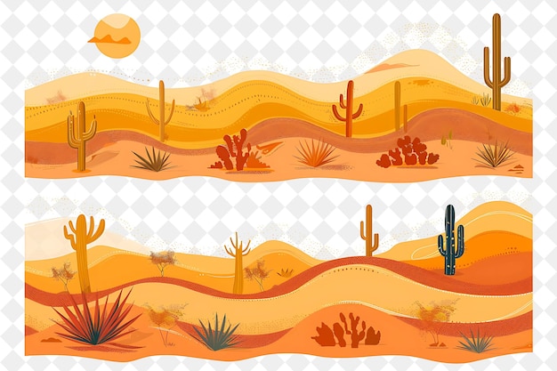 PSD desert landscape with cactus cactus and the sun