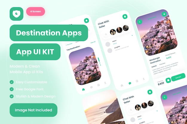 PSD destination mobile app ui kit user interface