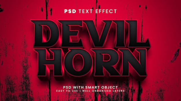 Devil horn halloween 3d editable text effect style mockup