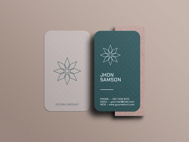 Die cut vertical business card mockup