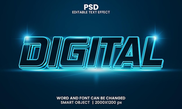 PSD digital 3d editable text effect premium psd with background