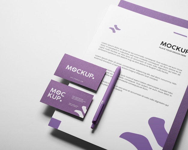 PSD digital lavender stationery set mock-up design