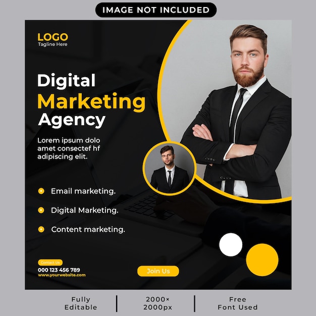 Digital marketing agency and business growth social media post template