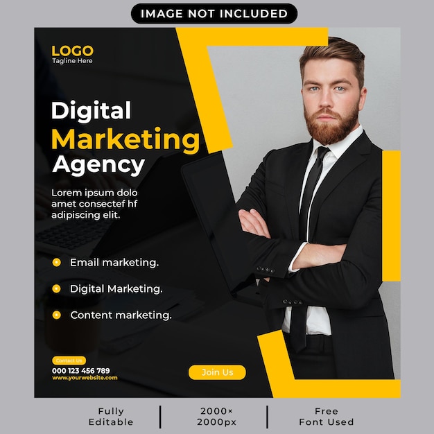 Digital marketing agency and business growth social media post template