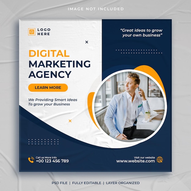 Digital marketing agency and corporate social media post square banner template