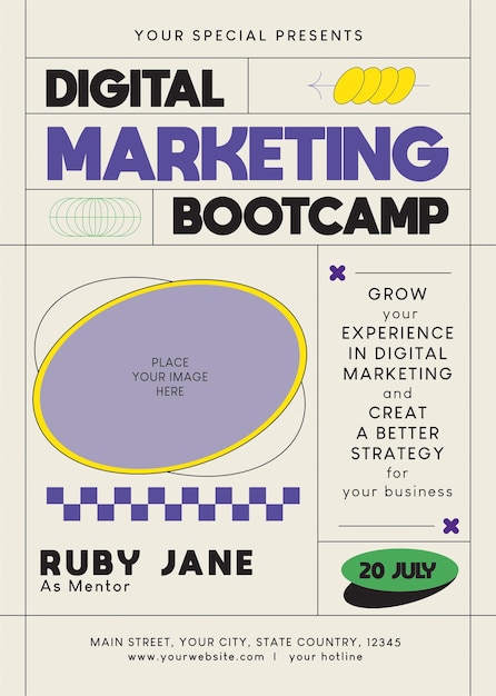 PSD digital marketing bootcamp flyer