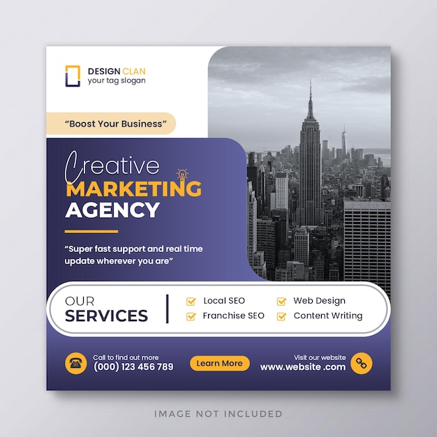 PSD digital marketing corporate social media post and web banner template