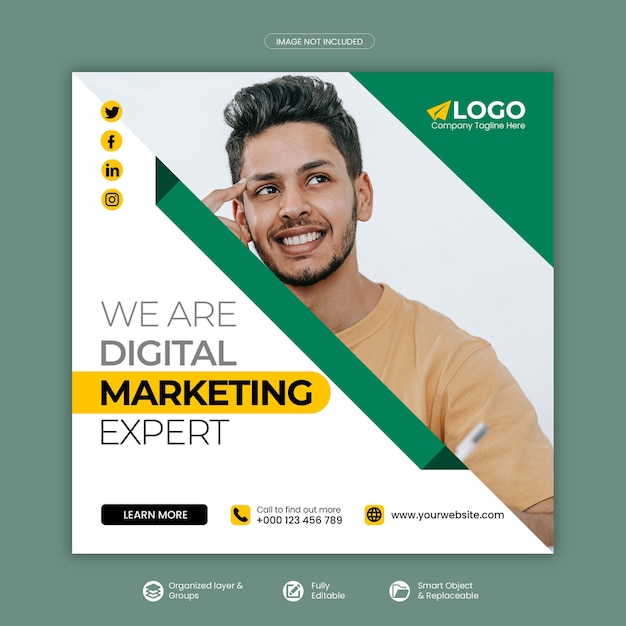 Digital Marketing Instagram post or social media banner template