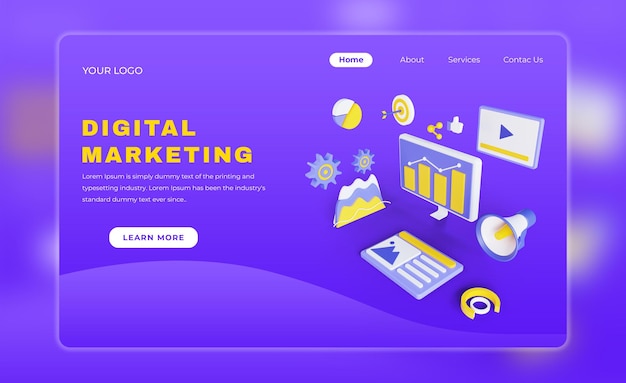 Digital marketing landing page free psd