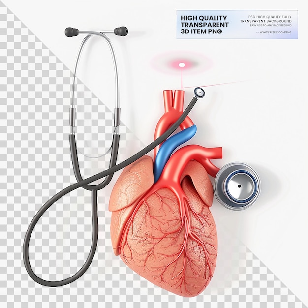 Digital stethoscopes that amplify heart and lung sounds on transparent background