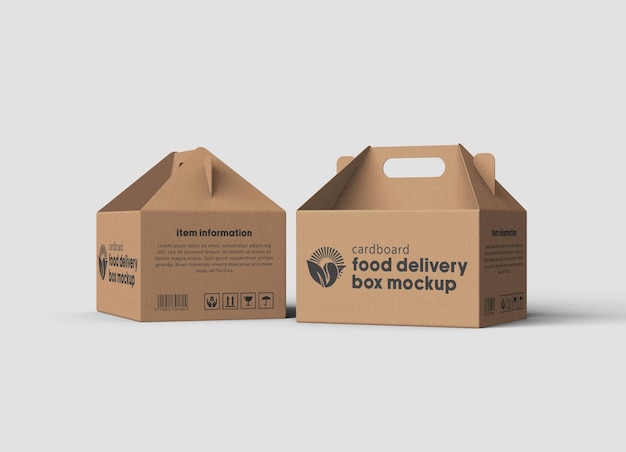 Disposable Brown Food Delivery Box packaging Mockup