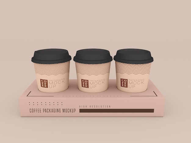 Disposable coffee cup with box mockup