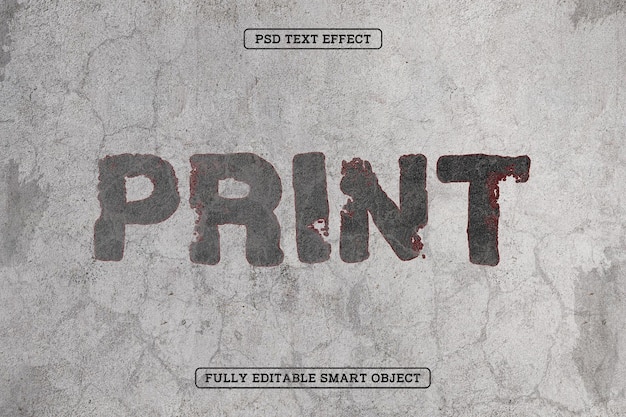 PSD distressed paint style print text effect