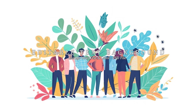 PSD diversity and inclusion illustration a group of people standing together