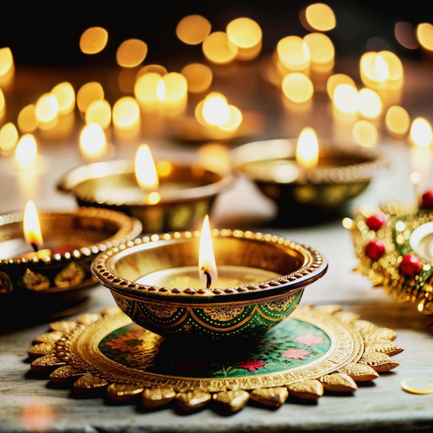 PSD diwali festival background with candles