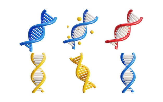 PSD dna icon set 3d rendering vector illustration