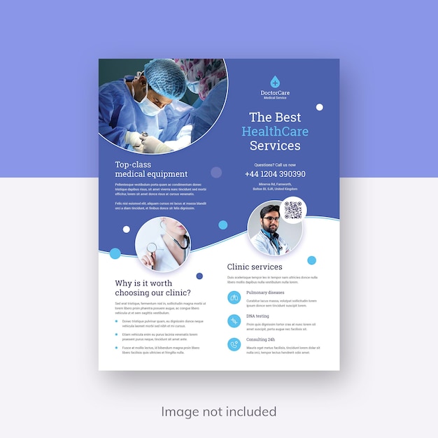 PSD doctor care flyer print template for clinic and medical business