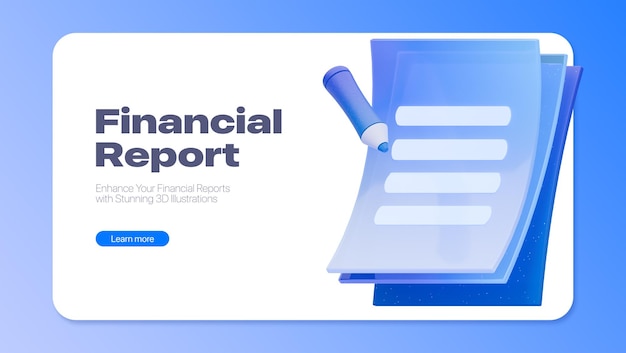 PSD document 3d render illustration financial report